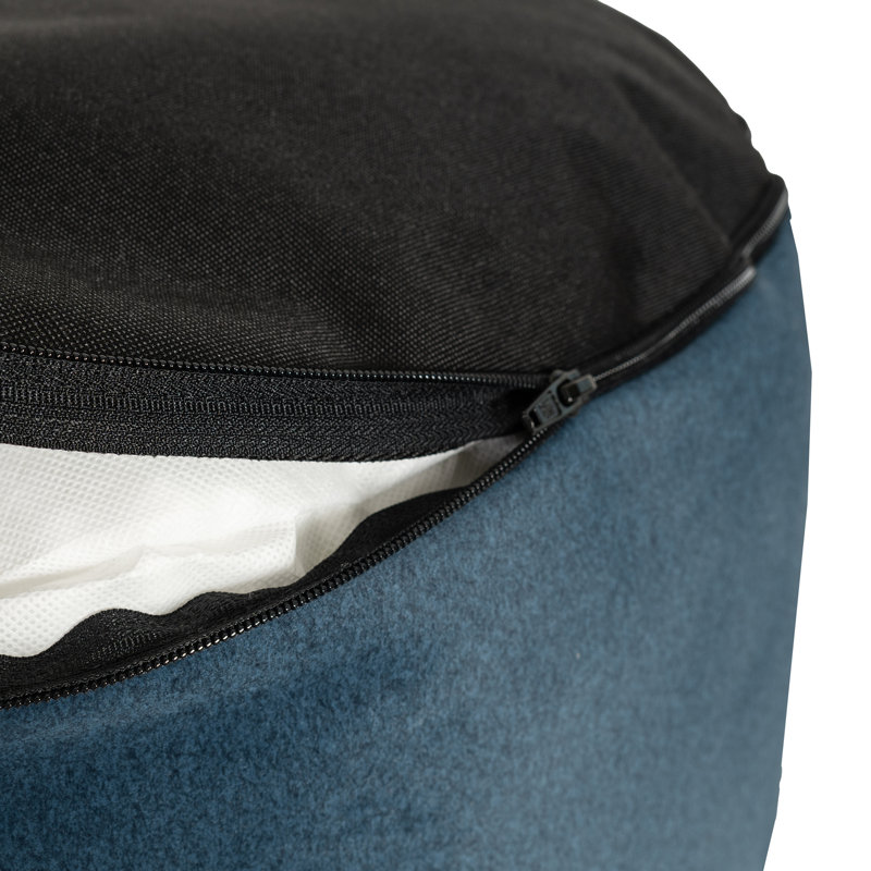 Qiviut Blue Foot Pouf, Blue