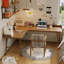 Bureau d'écriture brun en bois massif en forme de L-801507806-801507804