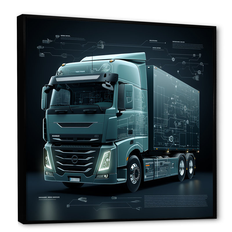Abstrait camion 53 pi Harmony I, Cadre flottant noir, H 30 po x l 30 po x P 1 po