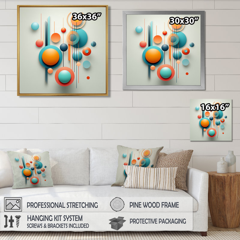 «Ascendant», art mural bleu Mid-Century, Toile tendue, H 16 po x l 16 po x P 1 po