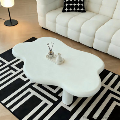 Table basse de 40 pouces en forme de nuage avec 4 pieds ronds, convenant aux salons