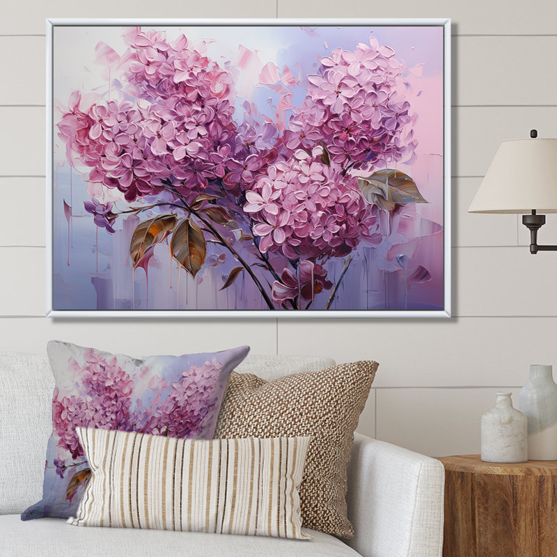 Lilas beauté dévoilée III - impression, H 16 po x l 32 po x P 1 po, Cadre flottant noir