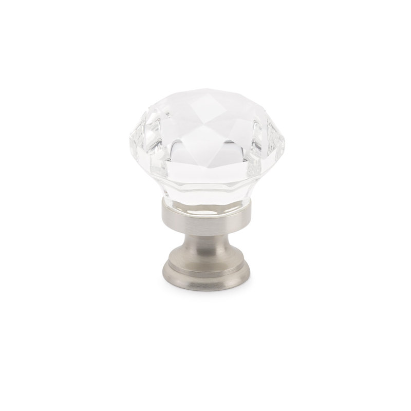 Crystal Round Knob, 1", Satin Nickel