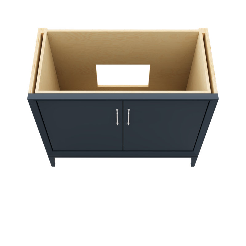 Alexandra Single Bath Vanity, Hague Blue, 42", Polished Chrome
