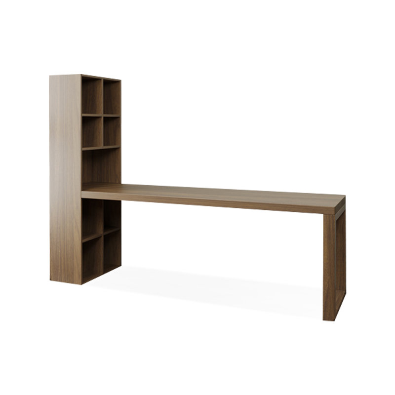 Bureau rectangulaire en bois massif noyer, Retour à gauche, H 29,53 po x l 86,61 po x P 23,62 po