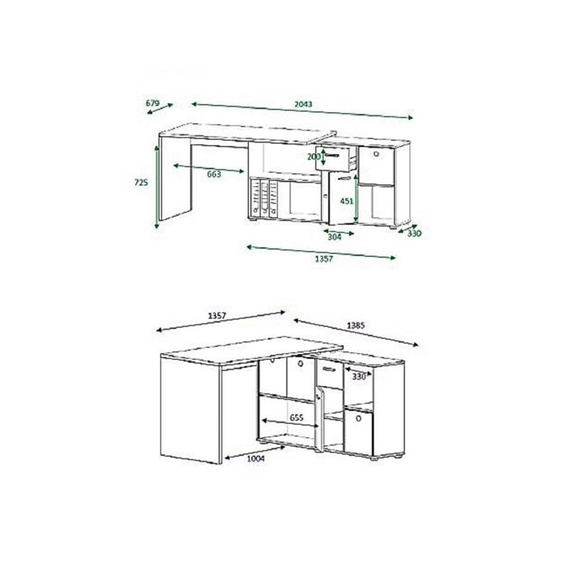Clumm L-Shaped Writing Desk, Sand Oak