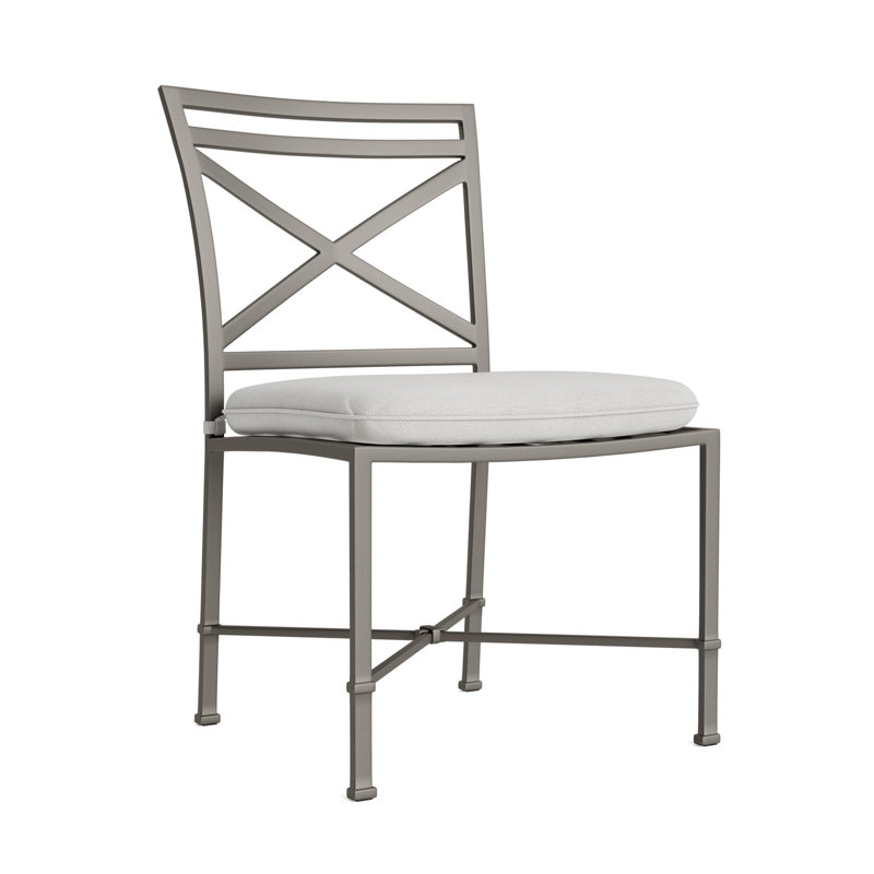 Venetian Outdoor Dining Side Chair, Mica, Fusion Dove, White