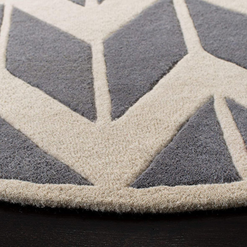 Chatham Hand Tufted Wool Chevron Rug, Round 5'