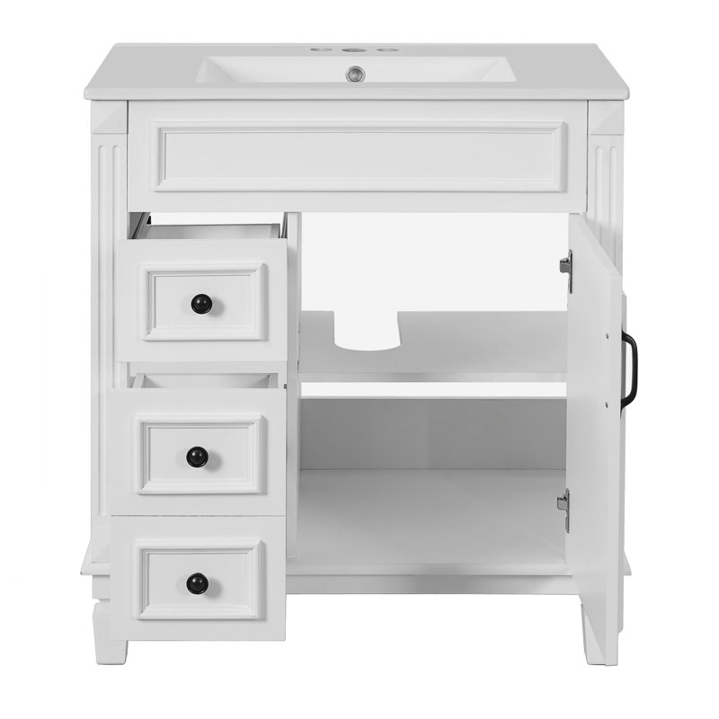 Meuble-lavabo 30 po avec lavabo en céramique, White