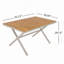 Table de salle à manger en teck avec structure en acier beige, table de patio rectangulaire de 55,12 po avec pieds en forme de X, résistante aux intempéries pour la cour, le jardin, la terrasse et la piscine