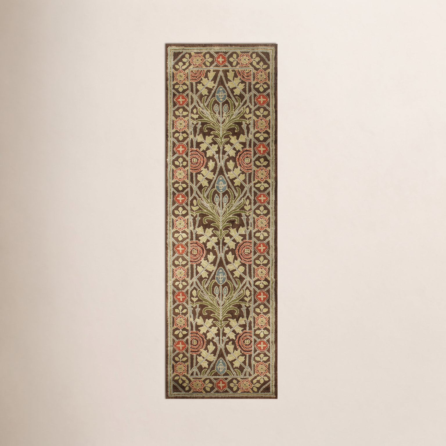 Stacey Chocolate Red Yellow Hand-Tufted Wool Rug, Runner 2'6" x 8'