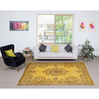 Tapis turc en laine fait à la main de 5,8 x 9,5 pi de couleur turque rétro pour un intérieur moderne
