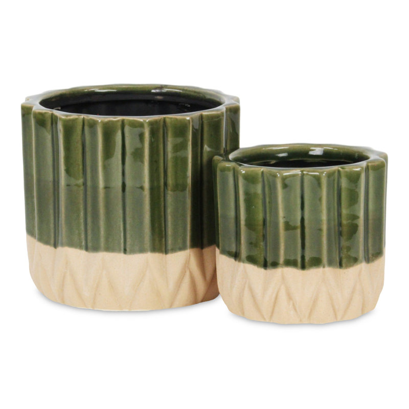 Pot à fleur en céramique fait à la main Gyna, 5,75 po x 6,5 po x 6,5 po