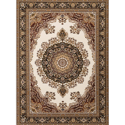 Multi Rectangle Machine-Made Area Rug With Traditional Central Medallion, 5 Ft. 3 In. X 7 In., 100% Polypropylene, Stain , For Busy Home Spaces Medallion Design, Machine-Made, Polypropylene Pile,