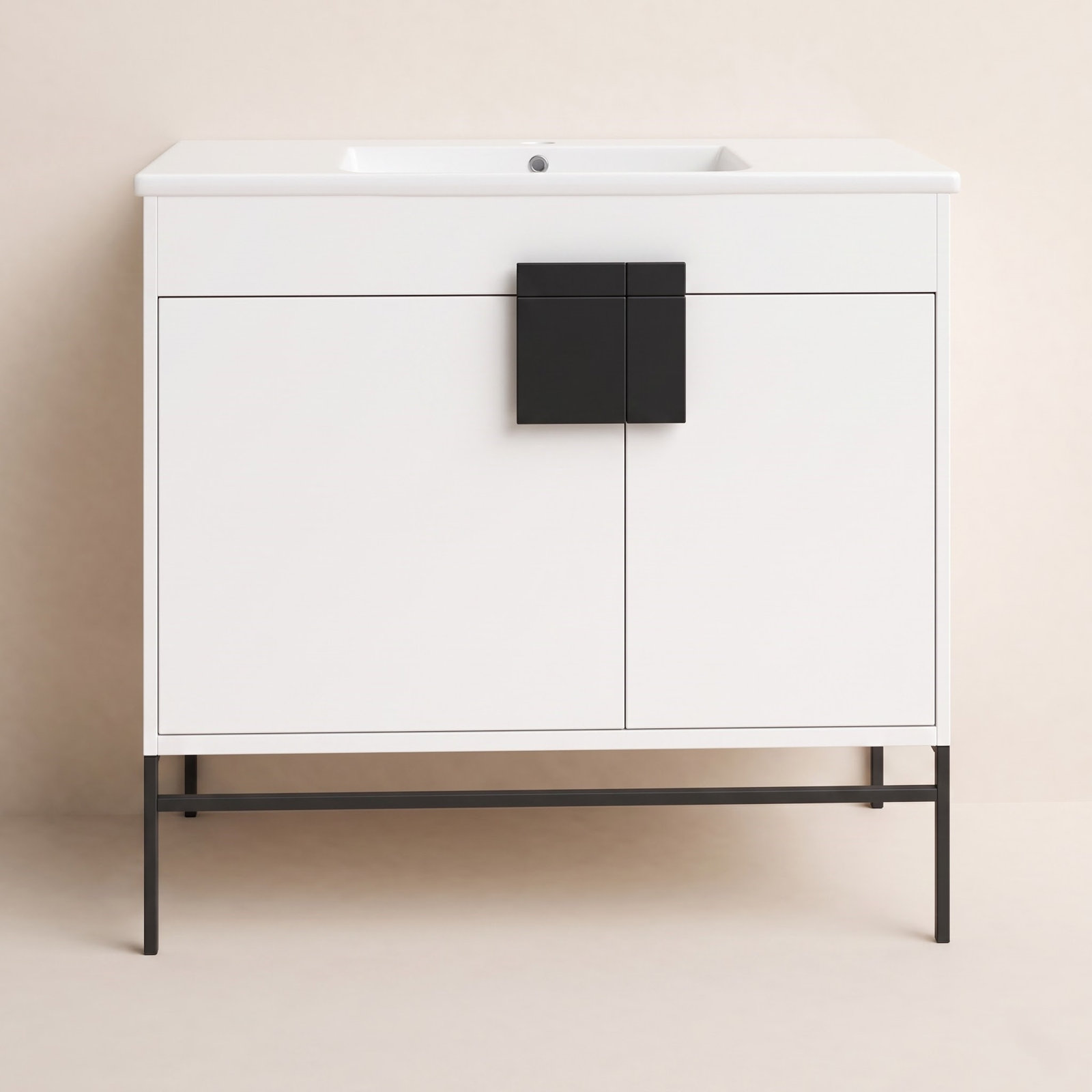 Maisie 36'' Single Bathroom Vanity, White, Black Matte