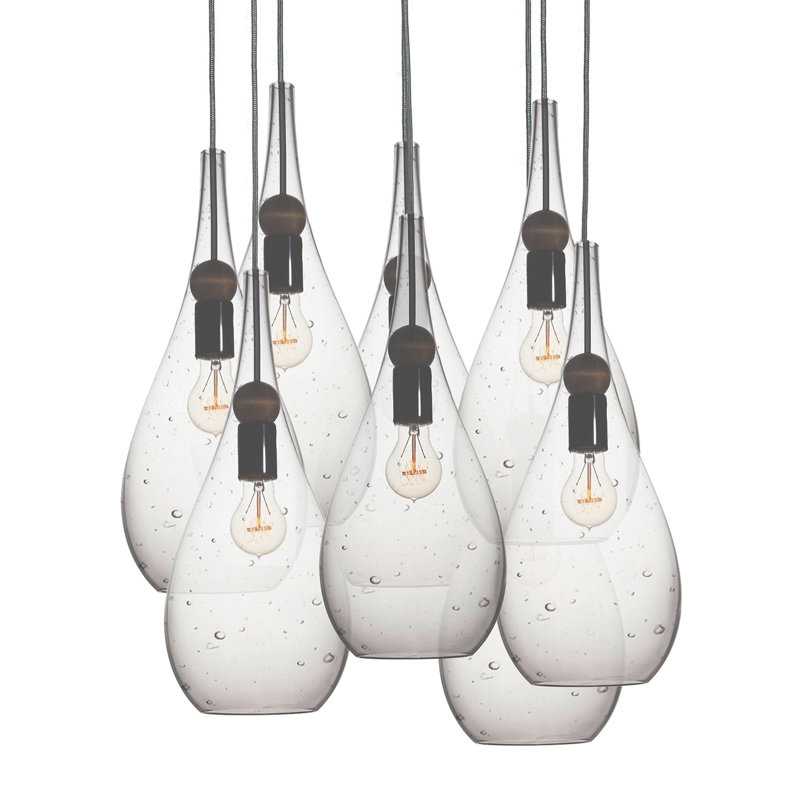 Earth 8 - Light Chandelier, 120" H x 18" W x 18" D, Black, Seeded Glass