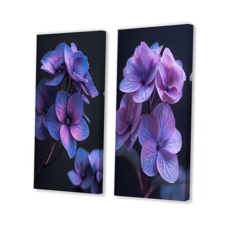 Beauté éthérée, mauve, bleu, hortensia, photo I - ensemble d'hortensias muraux 2 pièces, H 40 po x l 40 po, Ne s’applique pas