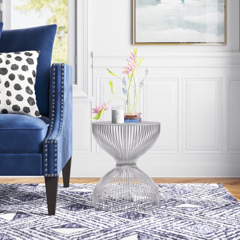 Candace End Table, Nickel