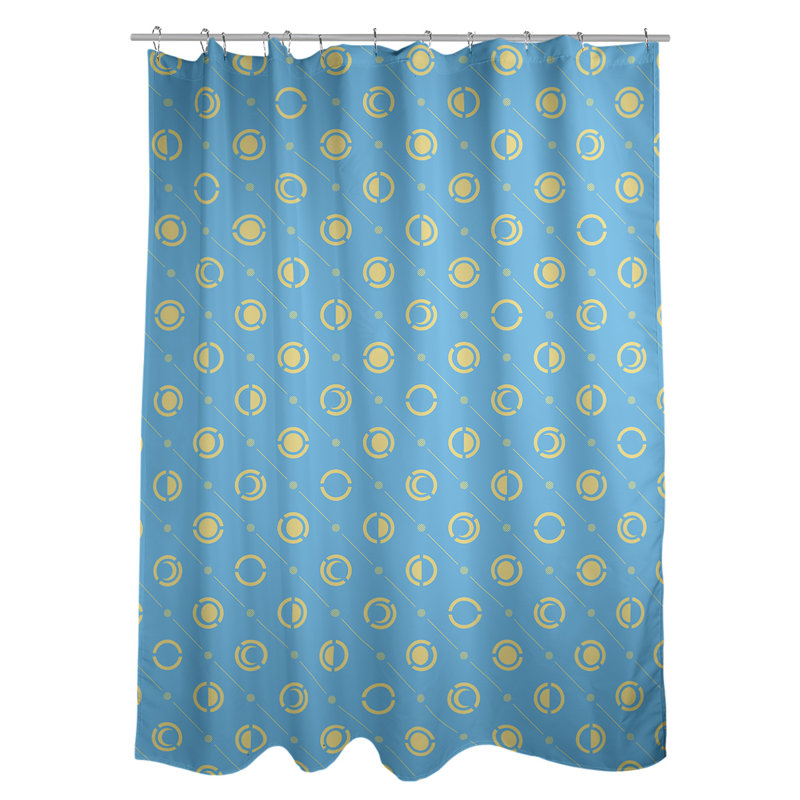 Rideau de douche à phases simples classic moon Noira Gothard, Bleu sarcelle/jaune