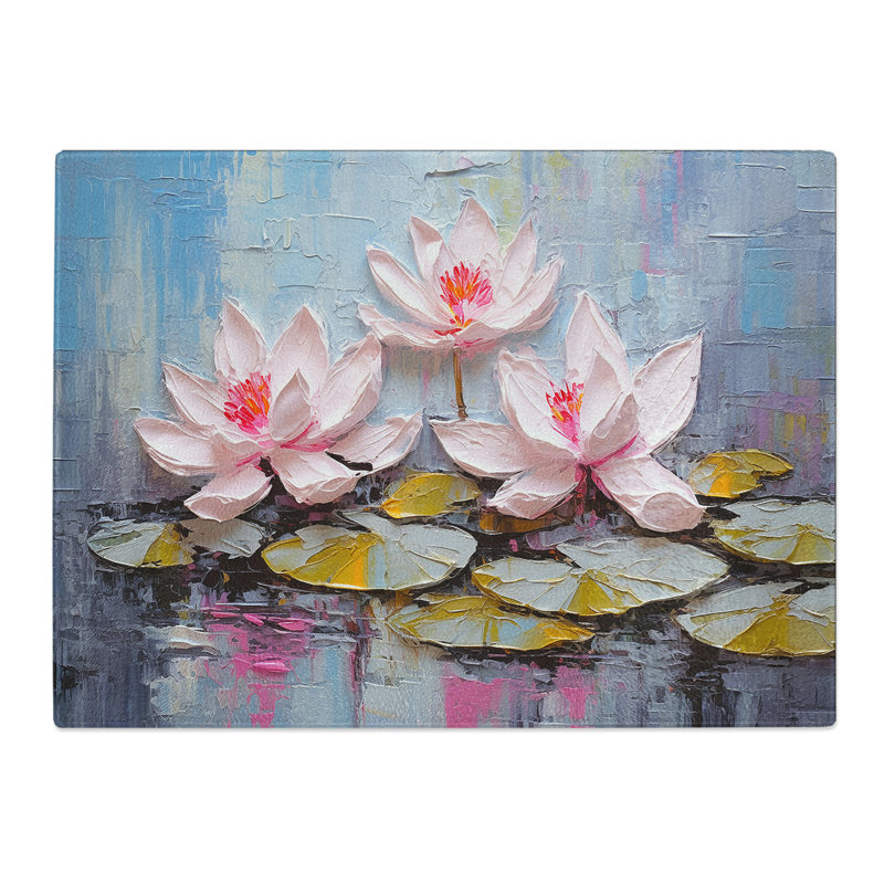 Water Lily Palette Knife  Glass Chopping Board