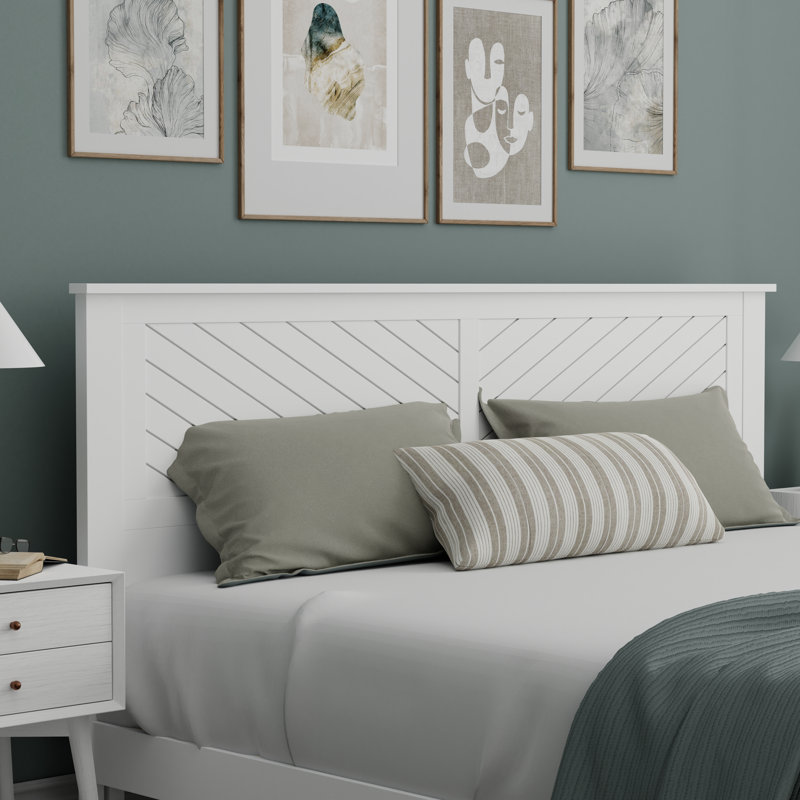 Chalco Solid Wood Headboard With Chamfer, White, King