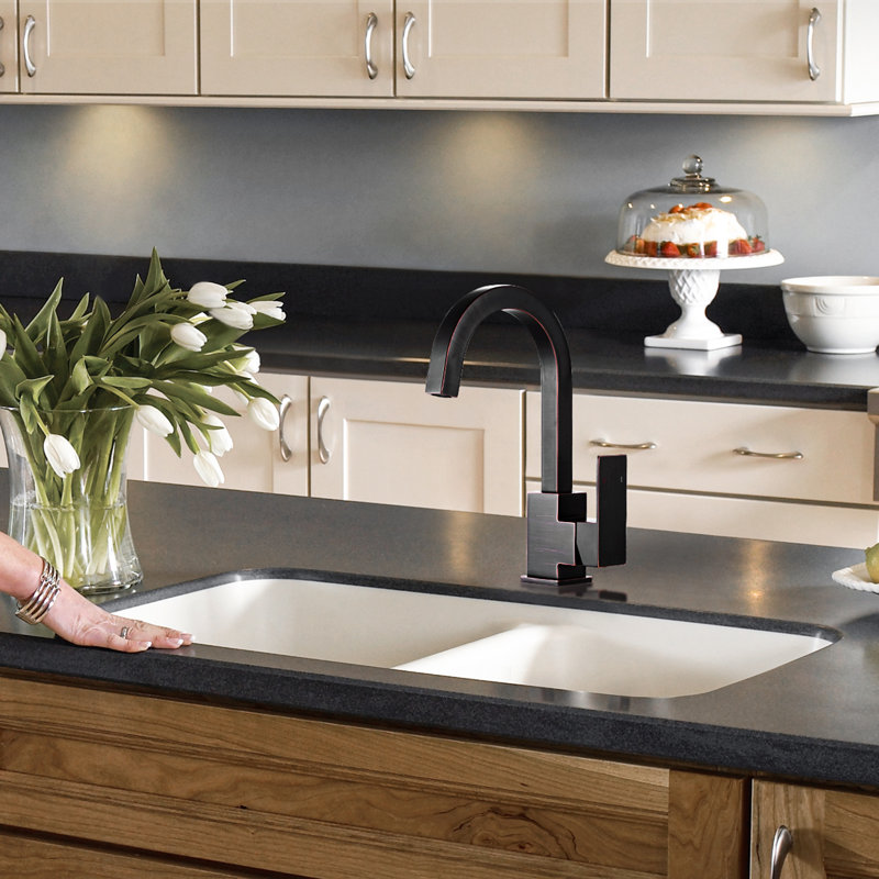 Single-Handle Stainless Steel Bar Faucet, Single Hole, Deck Mount, With Supply Lines, Oil Rubbed Bronze