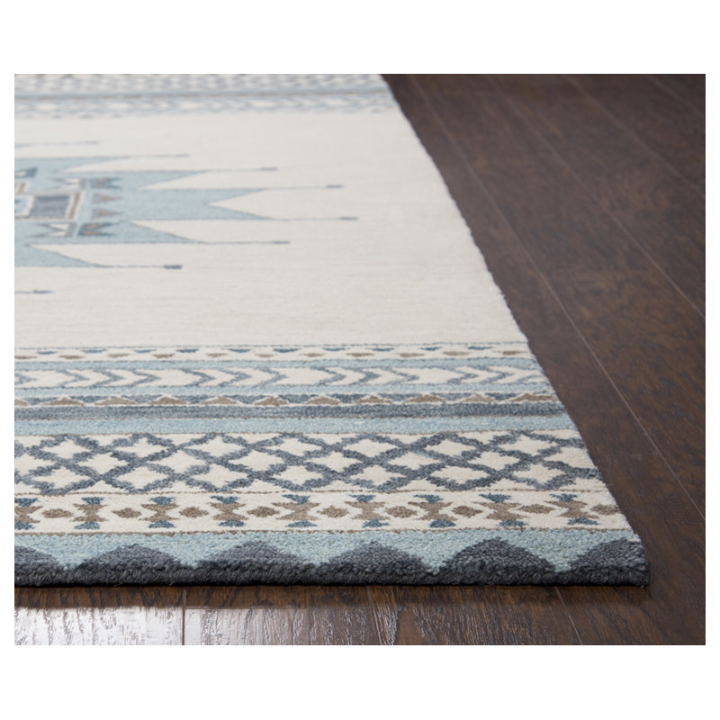 Mediouna tapis touffeté à la main aqua, Rectangulaire 3 pi x 5 pi