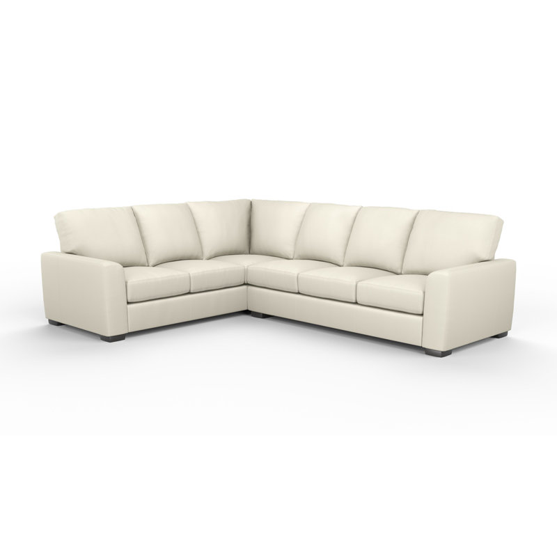 Upholstered L-Shaped Sectional, Fantasy Iceberg Genuine Leather, Right