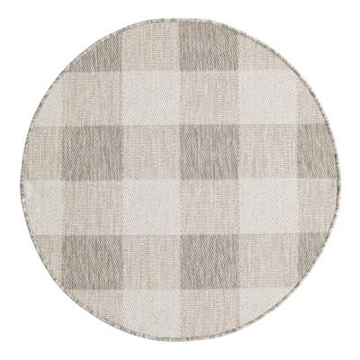 Tereon Checkered Machine Made Power Loom Polypropylene Plastic Indoor/Outdoor Area Rug in Gray