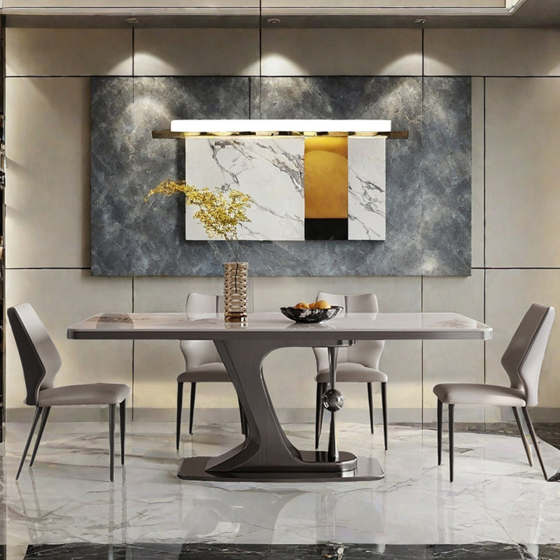 Light luxury modern rectangular dining table set, 29.5"H x 70.9"L x 31.5"W