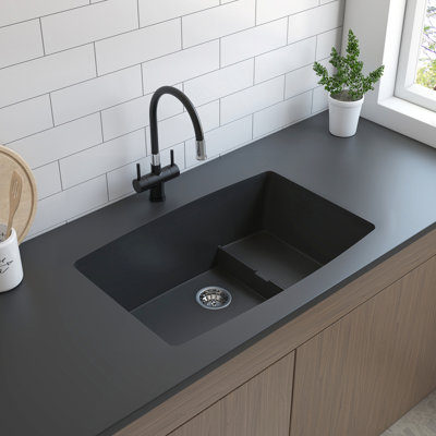 30 po Hydrelia Évier de cuisine en granite à double cuve en noir