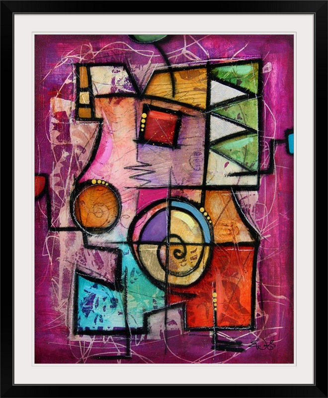 «Violeto II» par Eric Waugh - reproduction, H 38 po x l 32 po x P 1 po, Cadre noir