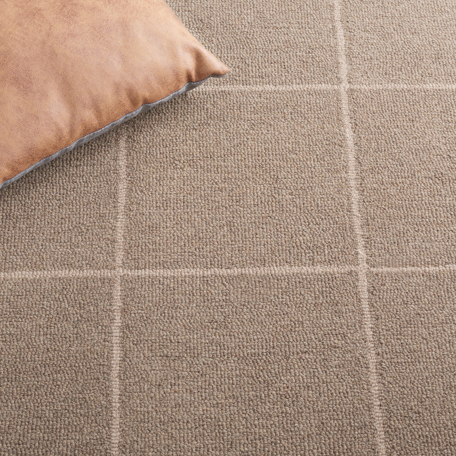 Beige Hand-Tufted Geometric Wool Rug, Rectangle 5' x 8'