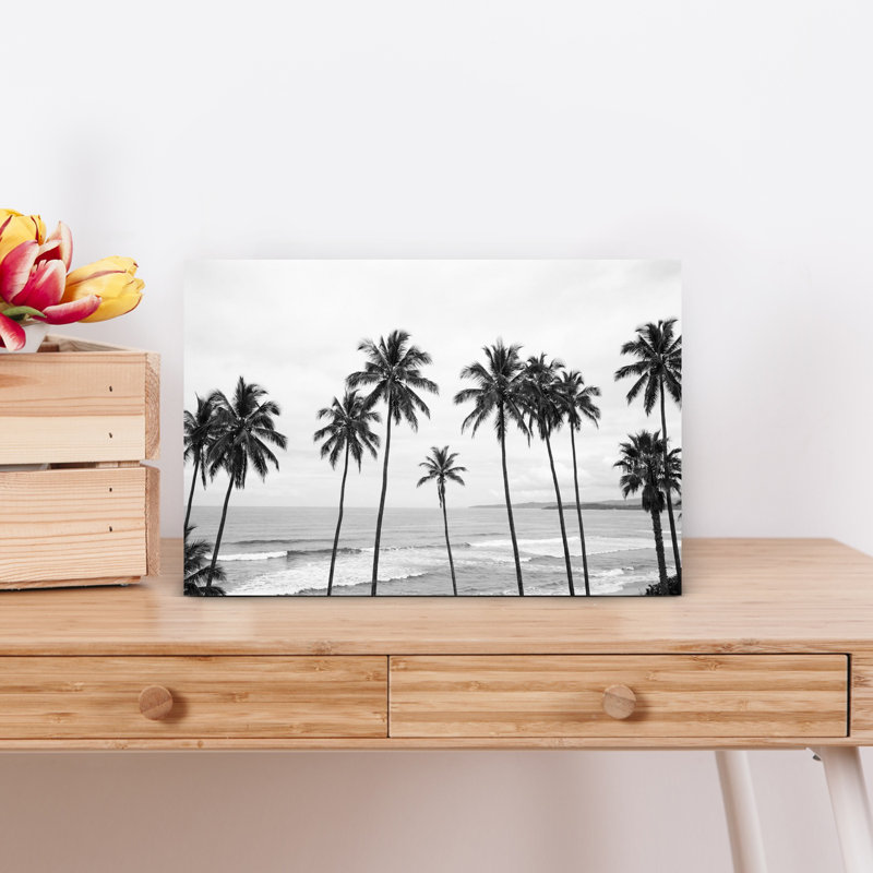 Art mural abstrait contemporain Palm Paradisebw, H 18 po x l 12 po