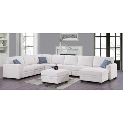 Keshvi Upholstered Compression U-Shaped Sectional Reversible