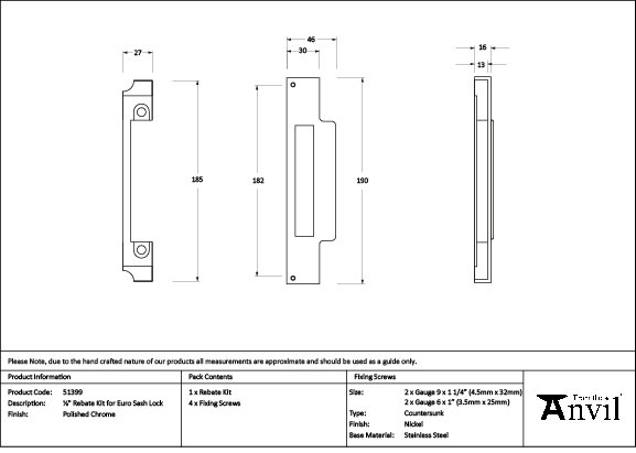 Rebate Kit, Polished Chrome
