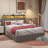 41.3'' Wings Headboard Bed Frame with 4 Under-bed Portable Storage Drawers and LED Light-289622902-289622897