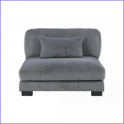 Modern Gray Corduroy Armless Sofa Chair – Modular Living Room Seating with Lumbar Pillow | Gray | Armless | Corduroy