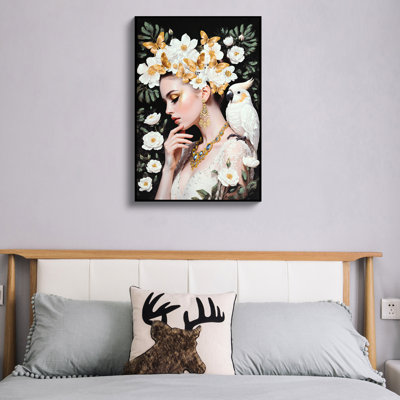Gold And White Canvas Decor 24X36 Inch For Bedroom Living Room Modern Photo Prints Wall Art Home Hd Printed