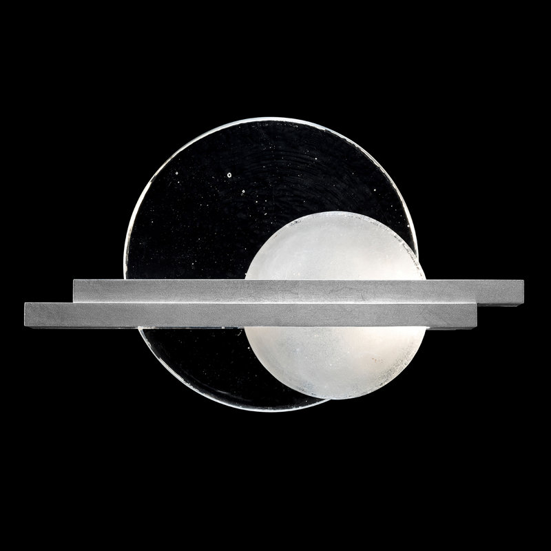 Selene Wrought Iron LED Flush Mounted Sconce, 12.75" H x 21" W x 3.75" D, Silver
