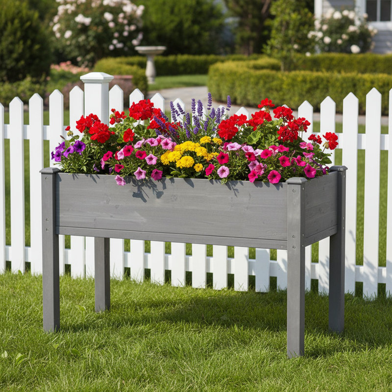 Lit de jardin surélevé avec pieds, Gris, H 30 po x l 24 po x P 48 po