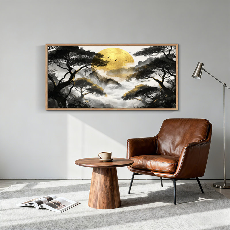 Tableau encadré « Coucher de soleil doré » (1 pièce), 122 x 61 cm, 48 x 24 pouces