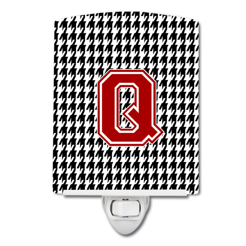 Éclairage de nuit en céramique monogramme houndstooth, Q
