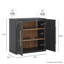 Ensemble de 3 buffets modulaires avec portes en bois à double arc, ébène-1415065768