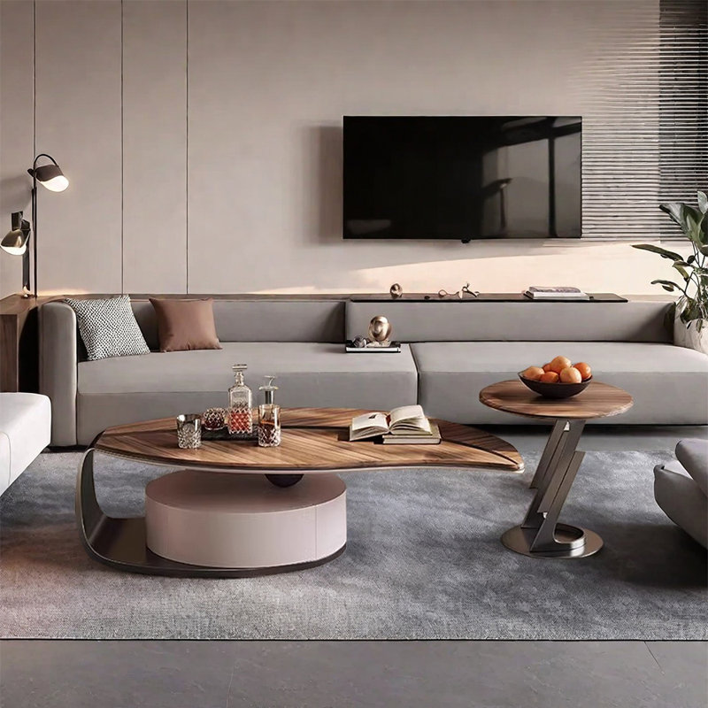 Solid wood leaf-shaped coffee table