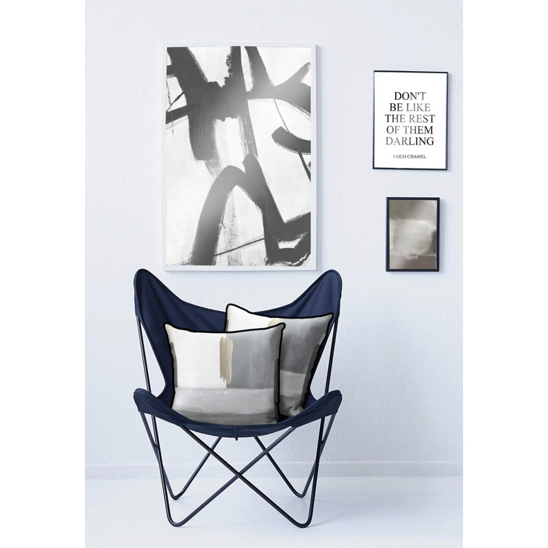 Abstract Square Cushion Cover, Grey/Brown/Blue, 49 x 49cm
