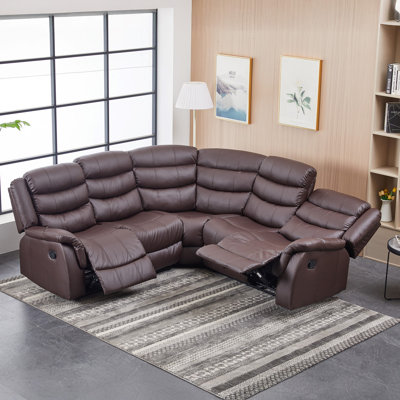 Lotus 6 Seater Faux Leather Reclining Corner Sofa 