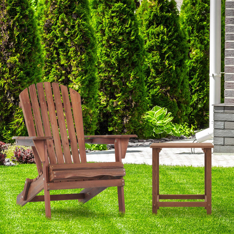 Ensemble de chaises Adirondack pliantes en bois pour l'extérieur, à moitié assemblées pour une installation facile, Natural
