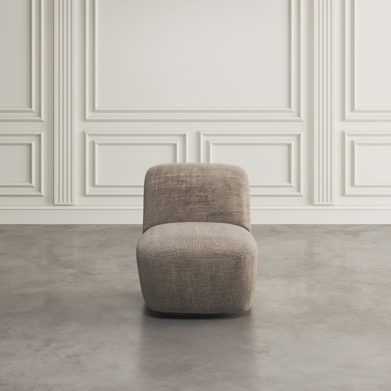Arthur Upholstered Swivel Slipper Chair, Mink 