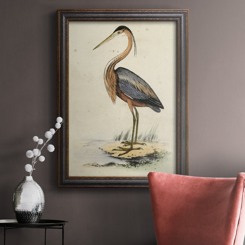 Toile encadrée de qualité supérieure antique Heron II - prête à être accrochée, H 36 po x l 24 po x P 2,5 po